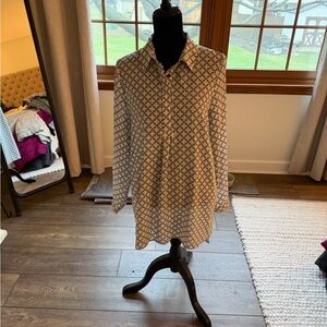 Pleione Geometric Long Sleeve Dress - Black and White